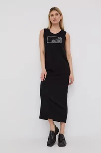 Love Moschino sukienka bawełniana kolor czarny maxi prosta - Sukienki - miniaturka - grafika 1