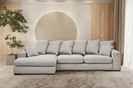 Narożniki - Sofa w kształcie L GABON narożnik z funkcją spania Riviera jasnoszary lewy - miniaturka - grafika 1