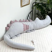 Ochraniacze do łóżeczka - Smokozaur bawełniany jasny szary + b. wrzos - miniaturka - grafika 1