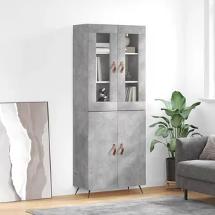 vidaXL Witrynka, szarość betonu 69,5x34x180 cm materiał drewnopochodny - Witryny - miniaturka - grafika 1