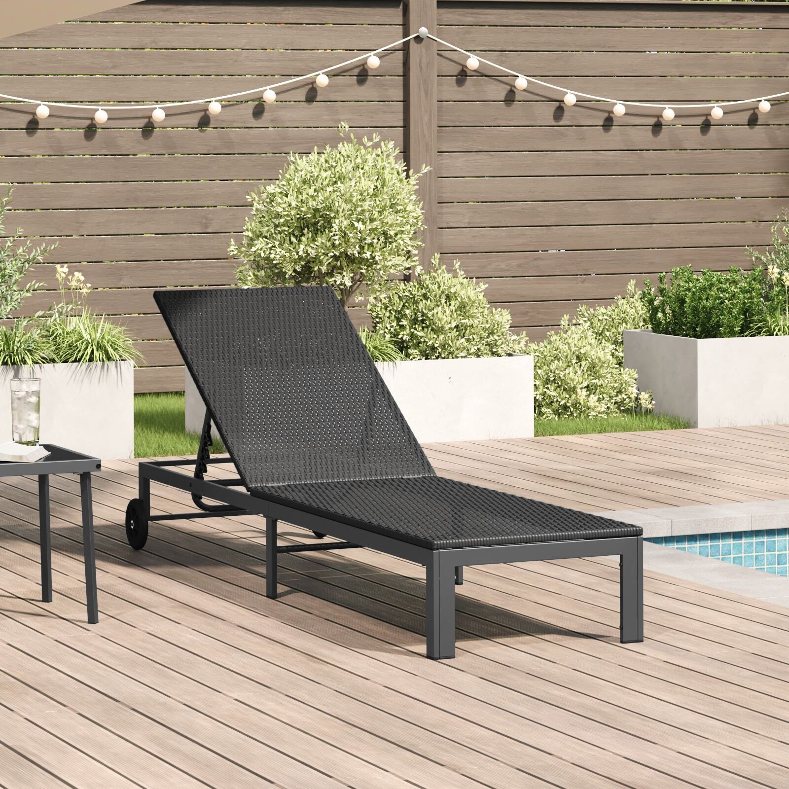 vidaXL Leżaki Czarny Polirattan 200 x 54 x 27 cm Ergonomiczny 42004129