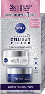 Nivea Hyaluron CELLular Filler SPF15 zestaw Krem do twarzy na dzień SPF15 50 ml + Krem do twarzy na noc 50 ml dla kobiet - Zestawy kosmetyków damskich - miniaturka - grafika 1