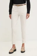 Spodnie damskie - Sisley spodnie damskie kolor beżowy proste medium waist 4AI655AH6 - miniaturka - grafika 1