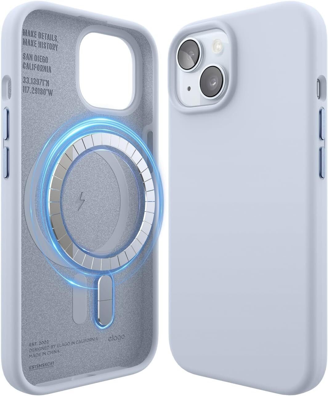 Elago Silicon Case MagSafe do iPhone 15 Light Blue