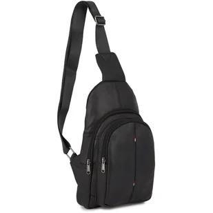 Czarna Saszetka Nerka Przez Ramię Crossbody Męska Modna Torba Dwukomorowa Skóra Naturalna F01 : Kolory - Czarny - Nerki - miniaturka - grafika 1