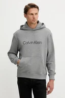 Bluzy męskie - Calvin Klein bluza bawełniana męska kolor szary z kapturem z nadrukiem LV14LD231G - miniaturka - grafika 1