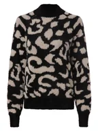 Swetry damskie - Vila - Sweter damski  VIHelly, beżowy|czarny - miniaturka - grafika 1