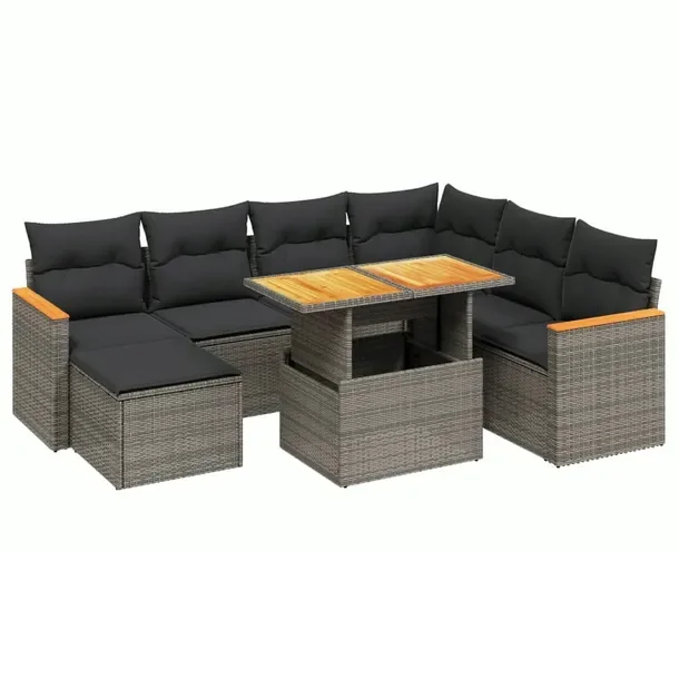 Zestaw mebli ogrodowych modułowych szary rattan PE 62 x 62 x 69 cm