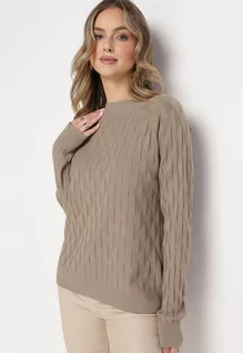 Swetry damskie - Beżowy Klasyczny Sweter z Golfem Nordda - grafika 1