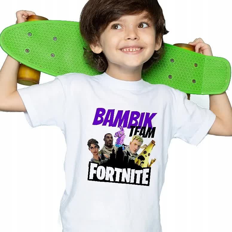 Modna Koszulka Dziecięca Biała BAMBIK Wzory - 146