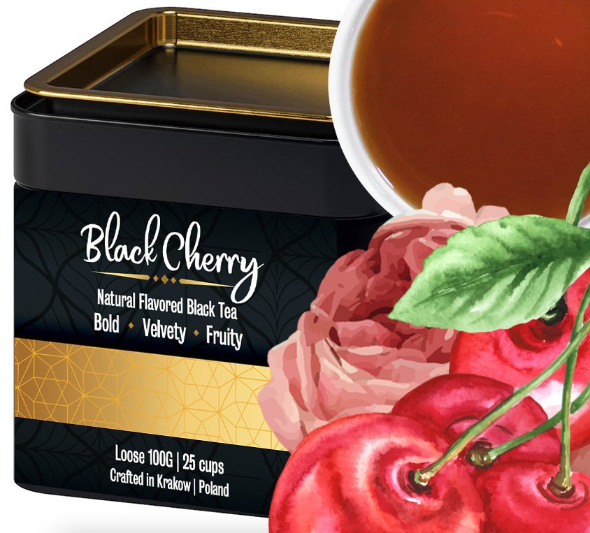 Czarna Herbata z Wiśnią w Puszce Wiśniowa Herbatka 100g Prezentowa