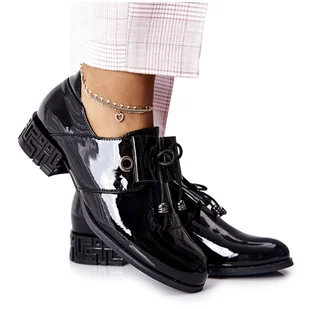 Lakierowane Półbuty Sergio Leone PB260 Czarne - Półbuty damskie - miniaturka - grafika 1