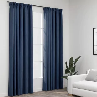 vidaXL Zasłony stylizowane na lniane, 2 szt., niebieskie, 140x245 cm - Zasłony - miniaturka - grafika 1