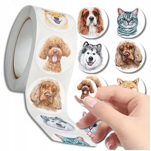 Naklejki dla dzieci zestaw na rolce 500 szt zwierzęta kolorowe kot pies - Zabawki kreatywne - miniaturka - grafika 1