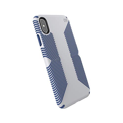 Speck iPhone XS Max etui ochronne antypoślizgowe antypoślizgowe etui na telefon komórkowy cienkie etui twarde odporne na wstrząsy do Apple iPhone XS Max - Presidio Grip - szary/niebieski