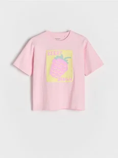 Reserved - T-shirt z nadrukiem - różowy - Koszulki dla dziewczynek - miniaturka - grafika 1