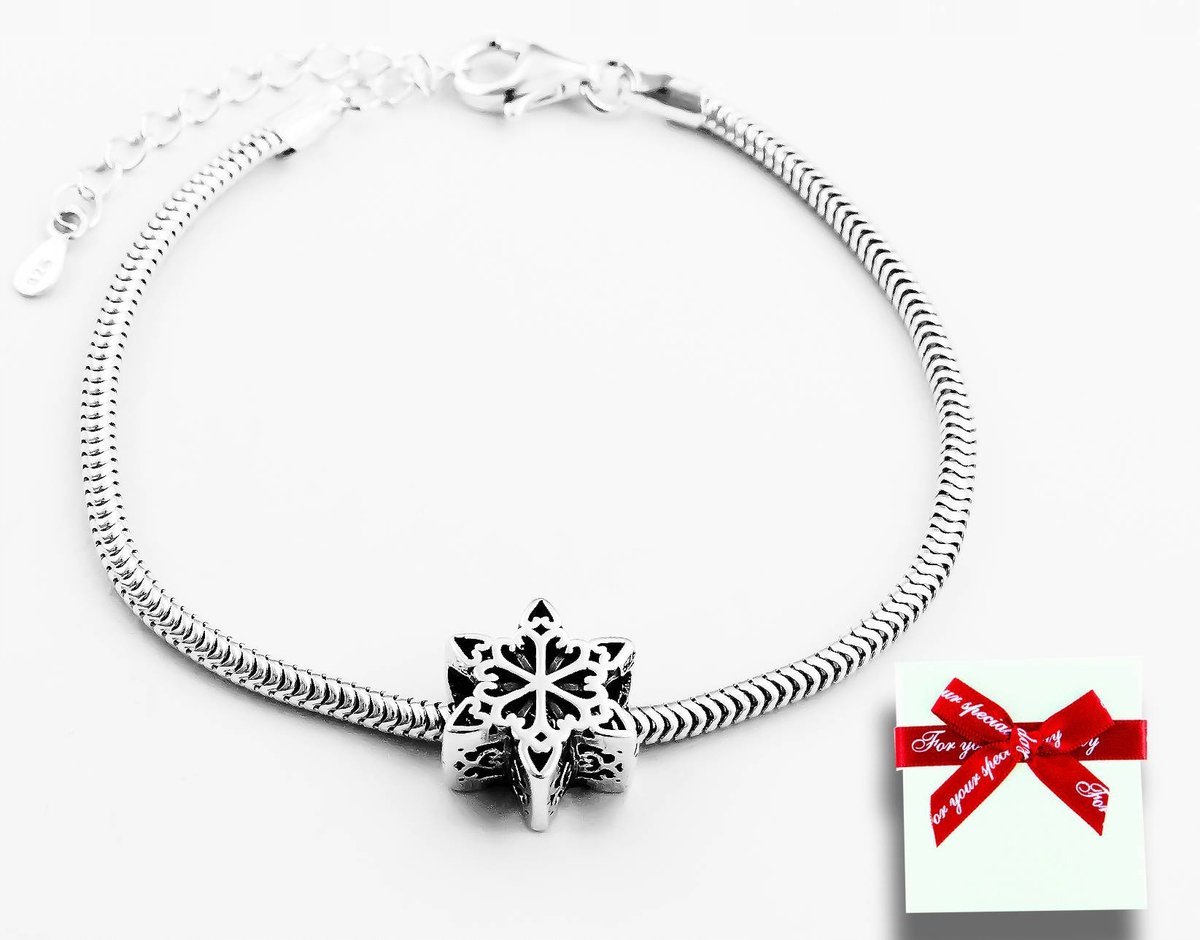 Bransoletka modułowa srebrna 925 charms 17-21 cm regulowana z koralikiem