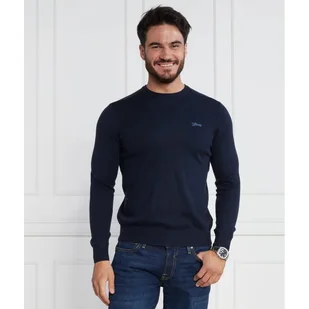GUESS Sweter VALENTINE Regular Fit z dodatkiem jedwabiu - Swetry męskie - miniaturka - grafika 1