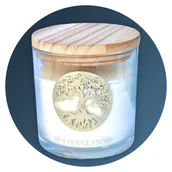 Świece - ŚWIECA SOJOWA ZAPACHOWA CZARNY OUD ŚWIECZKA NA PREZENT 200g ZŁOTA / TU I TERAZ.STORE / - miniaturka - grafika 1