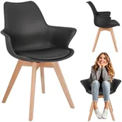 Krzesła - Krzesło skandynawskie, ORLEAN, ekoskóra, 63x59x83 cm, czarne - miniaturka - grafika 1