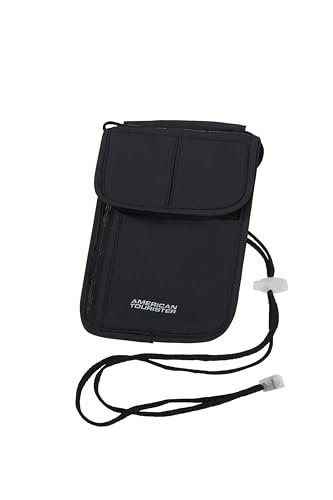 American Tourister – Saszetka na Szyje RFID dla Kobiet i Mezczyzn, Bezpieczna & Kompaktowa, Podrózna Saszetka na Szyje na Gotówke, Karty, Bilety & Paszport, Czarny