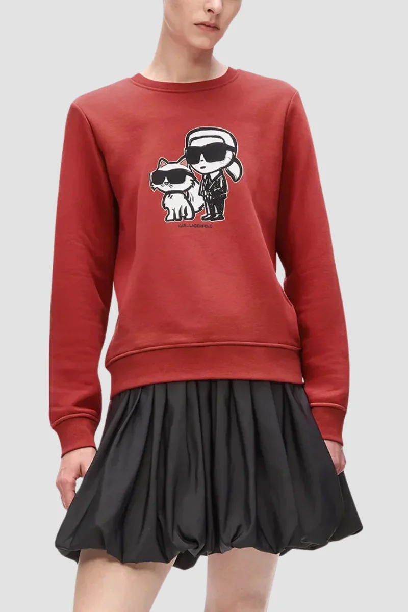 KARL LAGERFELD Czerwona damska bluza Ikon Sketch Duo XL
