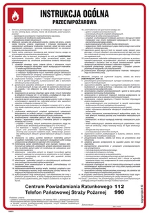 DB001 INSTRUKCJA OGÓLNA PRZECIWPOŻAROWA, FN - FOLIA SAMOPRZYLEPNA; (245X350MM) - Instrukcje stanowiskowe BHP - miniaturka - grafika 1