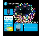 Lampy ogrodowe - Aigostar - LED Solarny łańcuch bożonarodzeniowy 100xLED/8 funkcji 12m IP65 wielobarwny - miniaturka - grafika 1