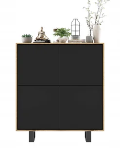 Industrialna komoda Loft Rtv Wotan Czarny Mat 113 - Komody - miniaturka - grafika 1