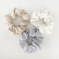 Ozdoby do włosów - Gumki scrunchie bambusowe 3-pak - śmietanka, popiel, beż - miniaturka - grafika 1