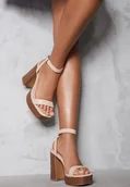 Sandały damskie - Beżowe Sandały na Słupku i Platformie Falotto - miniaturka - grafika 1