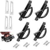 Zawiasy, okucia i inne akcesoria - 4 sztuki czarnych, obrotowych o 180 stopni, wpuszczanych klamek do drzwi, ukryty uchwyt tatami, ukryte uchwyty ze stopu cynku - miniaturka - grafika 1