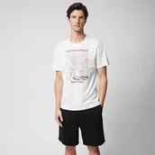Koszulki męskie - Męski t-shirt z nadrukiem Outhorn OTHWSS24TTSHM1500 - biały - miniaturka - grafika 1