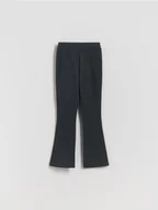 Spodnie i spodenki dla dziewczynek - Reserved - Ocieplane spodnie flare - ciemnoszary - miniaturka - grafika 1