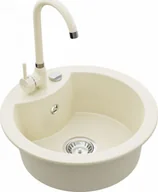 Zlewozmywaki z baterią - Mexen Zlewozmywak  Diego granitowy 1-komorowy z baterią kuchenną Telma, beżowy - 6512-69-670200-69 - miniaturka - grafika 1