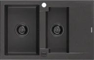 Zlewozmywaki - Mexen Gaspar zlewozmywak granitowy 1,5-komorowy z ociekaczem 737 x 475 mm, czarny nakrapiany, syfon czarny - 6507731505-76-B - miniaturka - grafika 1