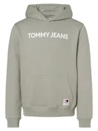 Bluzy męskie - Tommy Jeans Męska bluza z kapturem Mężczyźni Bawełna zielony nadruk, S - miniaturka - grafika 1