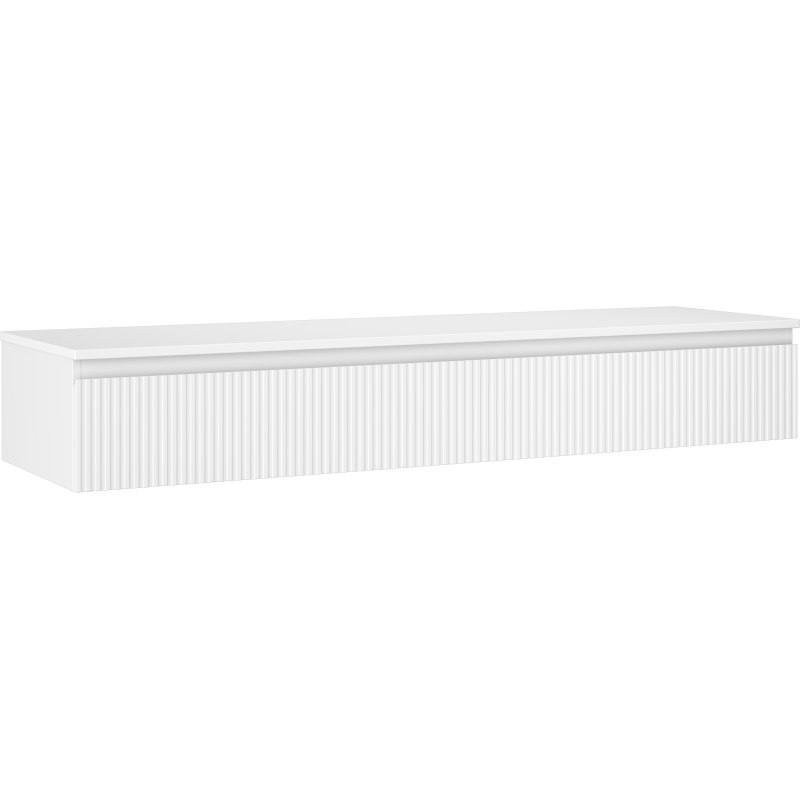 Mexen Rivel szafka łazienkowa podumywalkowa 160 cm z blatem, 1 szuflada, ryflowana , biała mat - 91A20-16023-1-BFC01