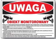 Akcesoria BHP - UWAGA obiekt monitorowany RODO tablica 250x350 znak informacyjny BHP płyta LIBRES POLSKA SP - miniaturka - grafika 1