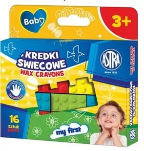 Astra, Kredki świecowe w kształcie klocków Baby 5 kolorów, 16 szt. - Kredki, ołówki, pastele i pisaki - miniaturka - grafika 1