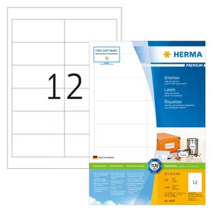 Herma Etiketten Premium A4 wei 97x42,3 mm Papier 1200 St. - 4669 - Etykiety do drukarek - miniaturka - grafika 1