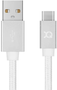 Xqisit Kabel Sznurkowy antysplątaniowy USB-C Typu C 180cm BIAŁY TWORZYWO SZTUCZNE 40661 - Kable USB - miniaturka - grafika 1