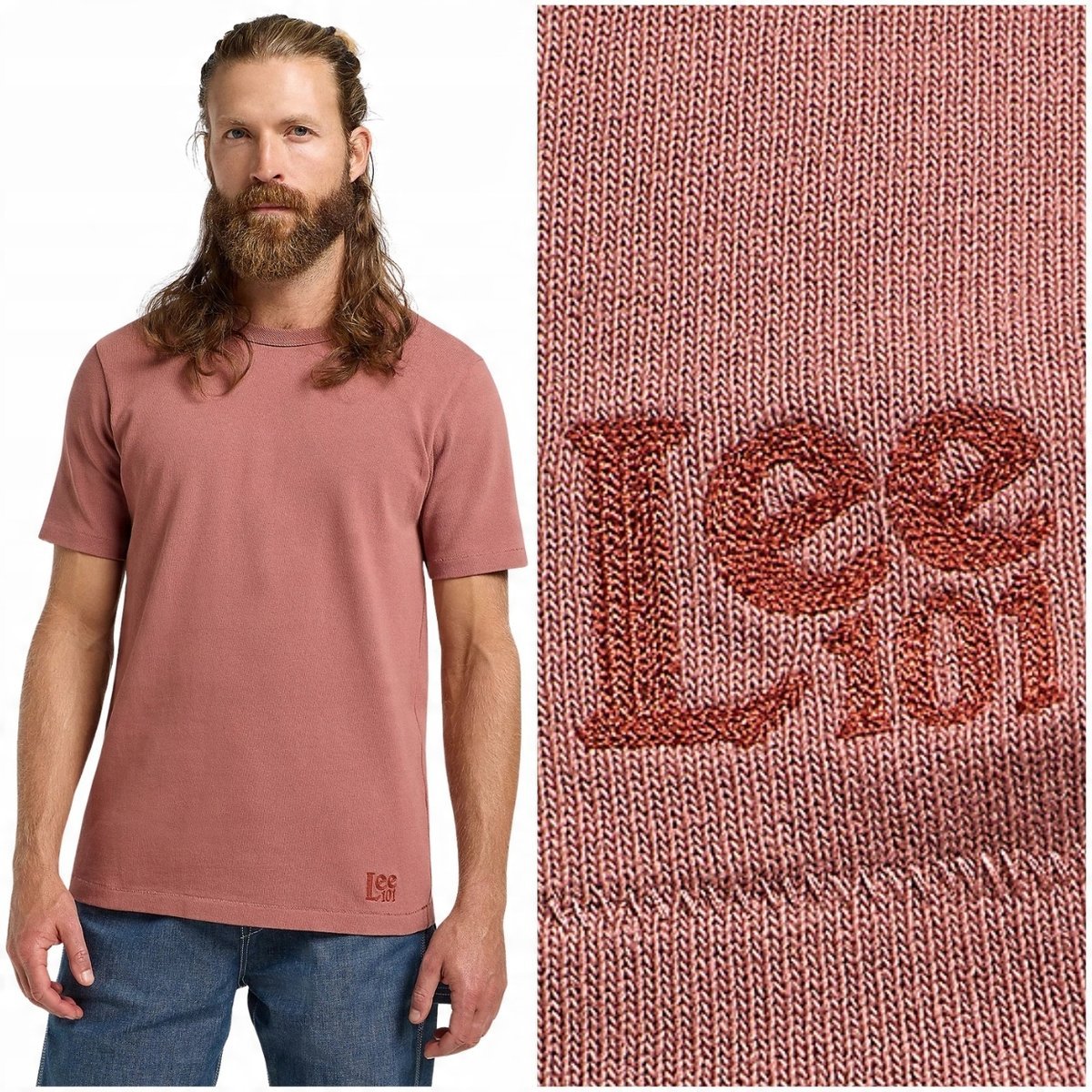 Lee 101 CORE TEE Redwood koralowy t-shirt bawełniana koszulka premium S