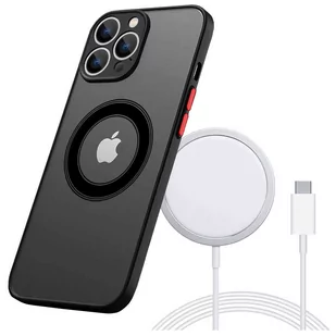 Etui do Apple iPhone 13 Pro Max obudowa Alogy Hybrid Mag Case do MagSafe z ochroną aparatu matowe czarne + Ładowarka Qi - Etui i futerały do telefonów - miniaturka - grafika 1