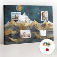 Tablice i flipcharty - Organizer, Tablica korkowa 100x70 cm + Kolorowe Pinezki - Góry nocą - miniaturka - grafika 1