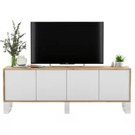 Szafki RTV - Komoda RTV, loft, apollo, rama, 150x35x53 cm, dąb wotan, biel, mat - miniaturka - grafika 1