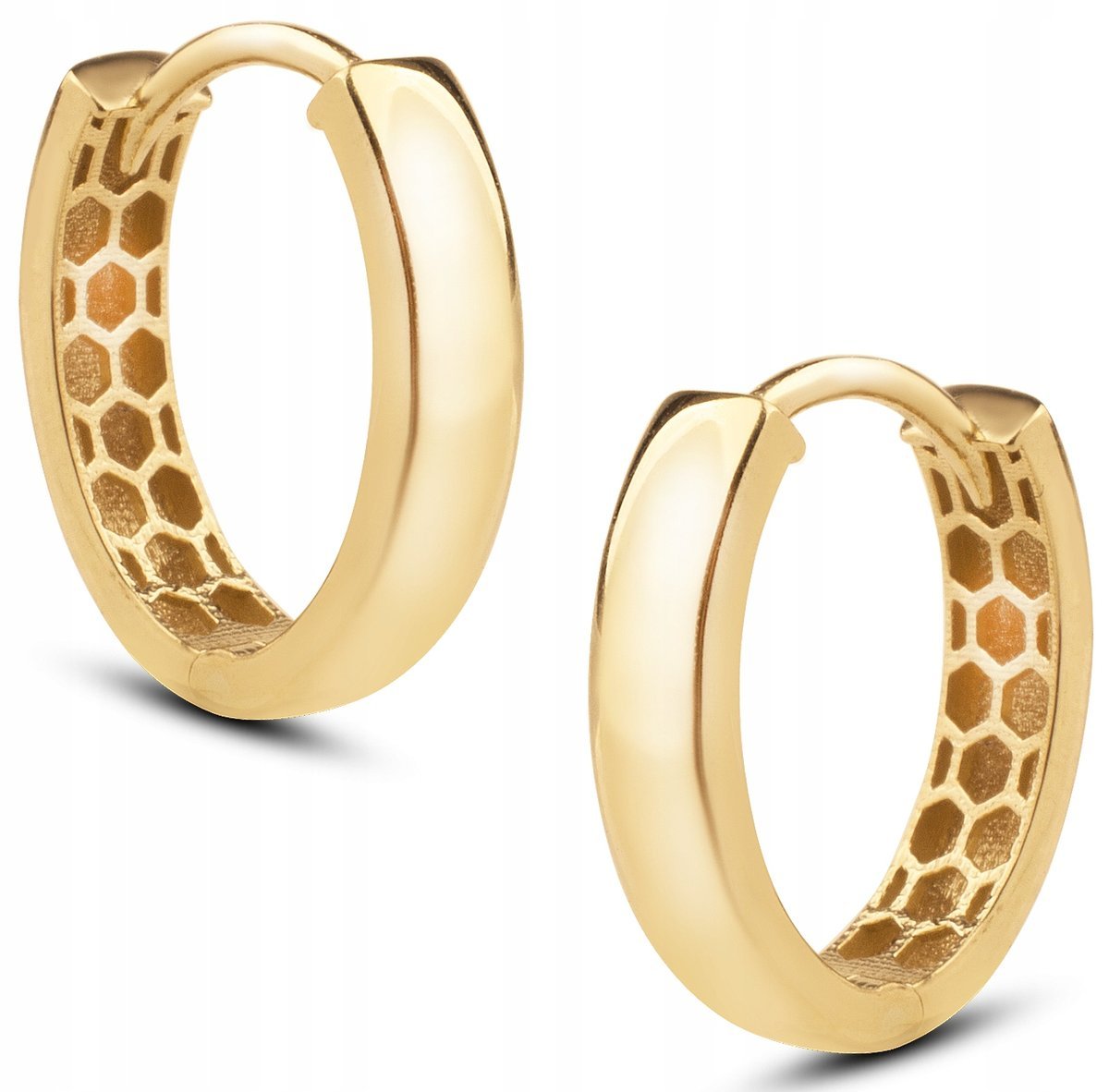 PIĘKNE ZŁOTE KLASYCZNE WISZĄCE KOLCZYKI OWALNE SIMPLE 14KT 585