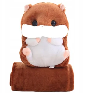 CHOMIK PLUSZOWY PRZYTULANKA PLUSZAK MIŚ PODUSZKA Z KOCEM MASKOTKA DUŻY 40CM BRĄZOWY - Maskotki i pluszaki - miniaturka - grafika 1