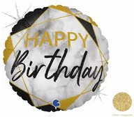 Urodziny dziecka - Balon foliowy Happy Birthday czarny - 46 cm - 1 szt. - miniaturka - grafika 1