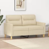 Sofy i kanapy - vidaXL 2-osobowa sofa, kremowa, 120 cm, tapicerowana tkaniną - miniaturka - grafika 1